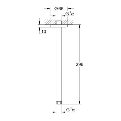 Grohe Rainshower® Tepe Duşu için Tavan İniş Borusu 292 mm - 28497000 - Thumbnail