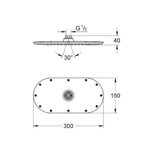 Grohe Rainshower Tepe Dusu 30x15 cm - 27470000 - Thumbnail