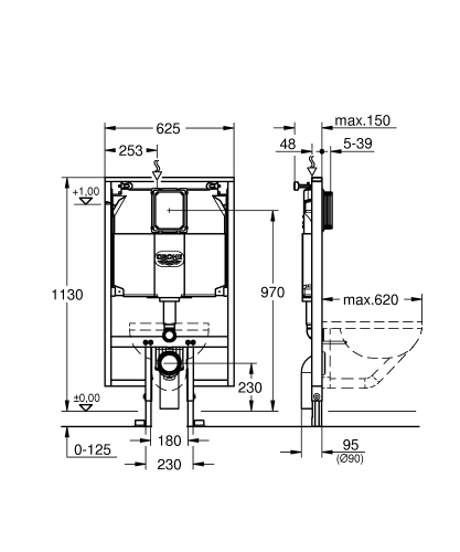 Grohe Rapid SL Gömme Rezervuar Alçıpan Tipi İnce 9,5 cm - 38994000 - Thumbnail