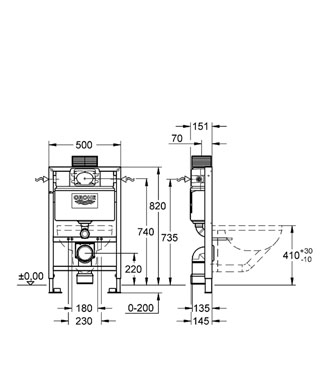 Grohe Rapid SL Gömme Rezervuar Pnömatik Alçıpan Tipi Kısa 15 cm - 38526000 - Thumbnail