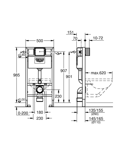 Grohe Rapid SL Gömme Rezervuar Pnömatik Alçıpan Tipi Kısa 15 cm - 38525001 - Thumbnail