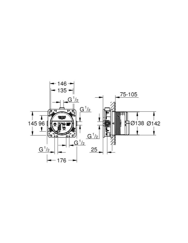 Grohe Rapido Smartbox İç Gövde Universal Giriş Kutusu, 1/2 - 35600000 - Thumbnail