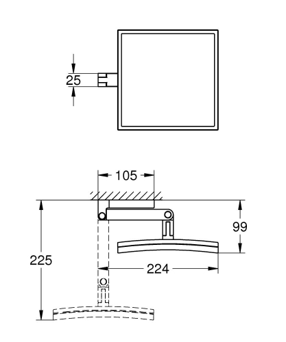 Grohe Selection Cube Duvara Monte Makyaj Aynası Krom - 40808000 - Thumbnail