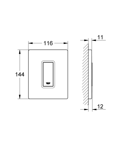 Grohe Ankastre Pisuar Valf Paneli Manuel ABS Krom - 38784000 - Thumbnail