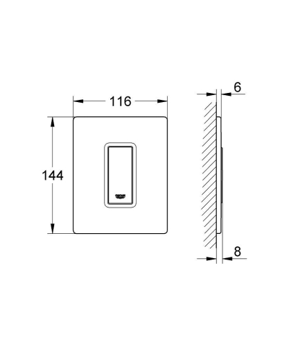 Grohe Ankastre Pisuar Valf Paneli Manuel Krom / Siyah - 38804KS0 - Thumbnail