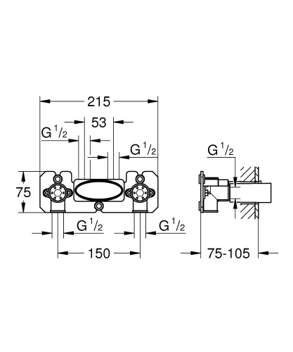 Grohe SmartControl Açık Gizli Varyantlar İçin Gizli Gövde 26449000 - Thumbnail