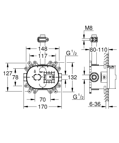 Grohe Rainshower 360 Tepe Duşu İçin İç Gövde 26264001 - Thumbnail