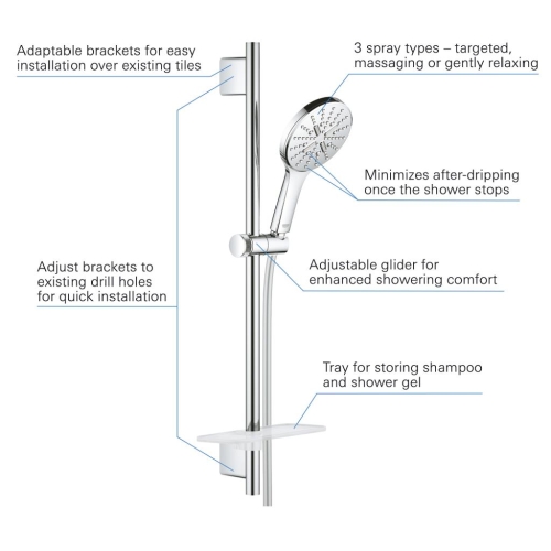 Grohe Duş Seti 3 Akışlı SmartActive Krom - 26575000 - Thumbnail