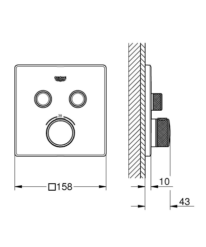 Grohe SmartControl Ankastre Termostatik Banyo Bataryası -29124000 - Thumbnail