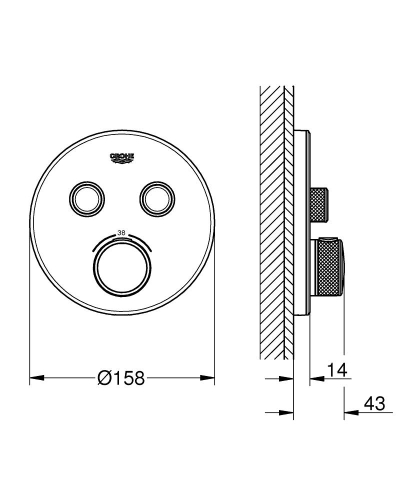 Grohe Grohtherm Smartcontrol Çift Yönlü Ankastre Termostatik Duş Bataryası Beyaz - 29151LS0 - Thumbnail