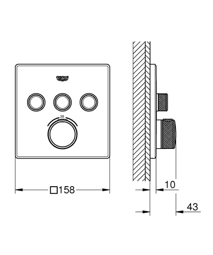 Grohe Grohtherm Smartcontrol Üç Noktadan Akış Kontrollü Kumanda - 29126000 - Thumbnail