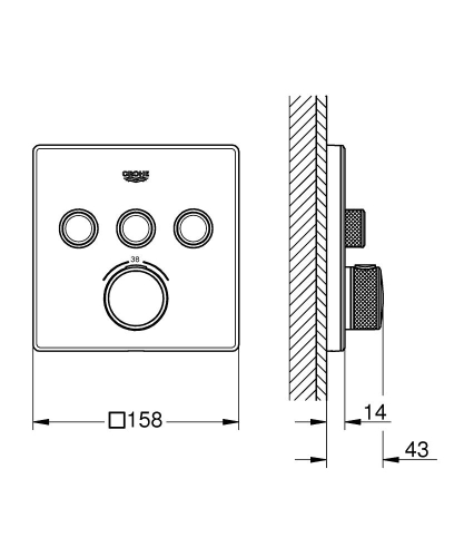 Grohe Grohtherm Smartcontrol Üç Yollu Yön Değiştiricili Ankastre Termostatik Duş Bataryası Beyaz - 29157LS0 - Thumbnail