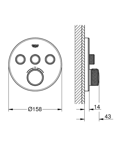 Grohe Grohtherm Smartcontrol Üç Yollu Yön Değiştiricili Ankastre Termostatik Duş Bataryası Beyaz - 29904LS0 - Thumbnail