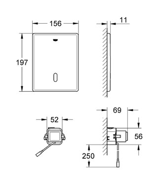 Grohe Gömme Rezervuar Fotoselli Kumanda Paneli Paslanmaz Çelik - 38699SD1 - Thumbnail