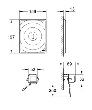 Grohe Gömme Rezervuar Fotoselli Kumanda Paneli Krom - 38699001 - Thumbnail