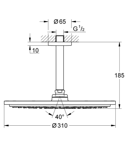 Grohe Rainshower Cosmopolitan Tepe Duşu 30 cm Brushed Hard Graphite - 26067AL0 - Thumbnail