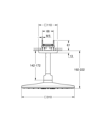 Grohe Rainshower 310 Cube Tepe Duşu Seti 142 Mm, 2 Akışlı - Thumbnail