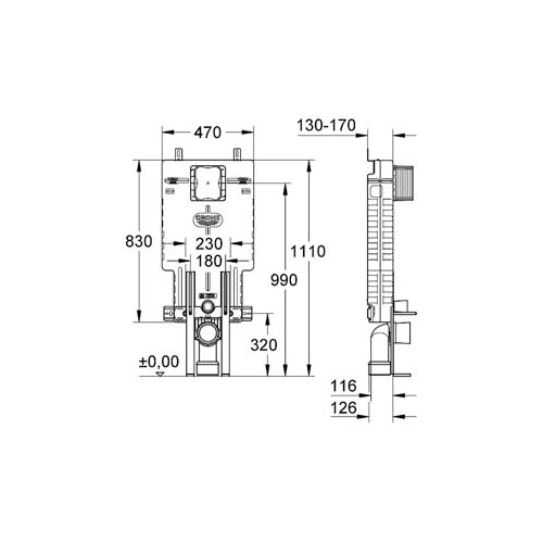 Grohe Uniset Gömme Rezervuar Pnömatik 13 cm - 38642001 - Thumbnail